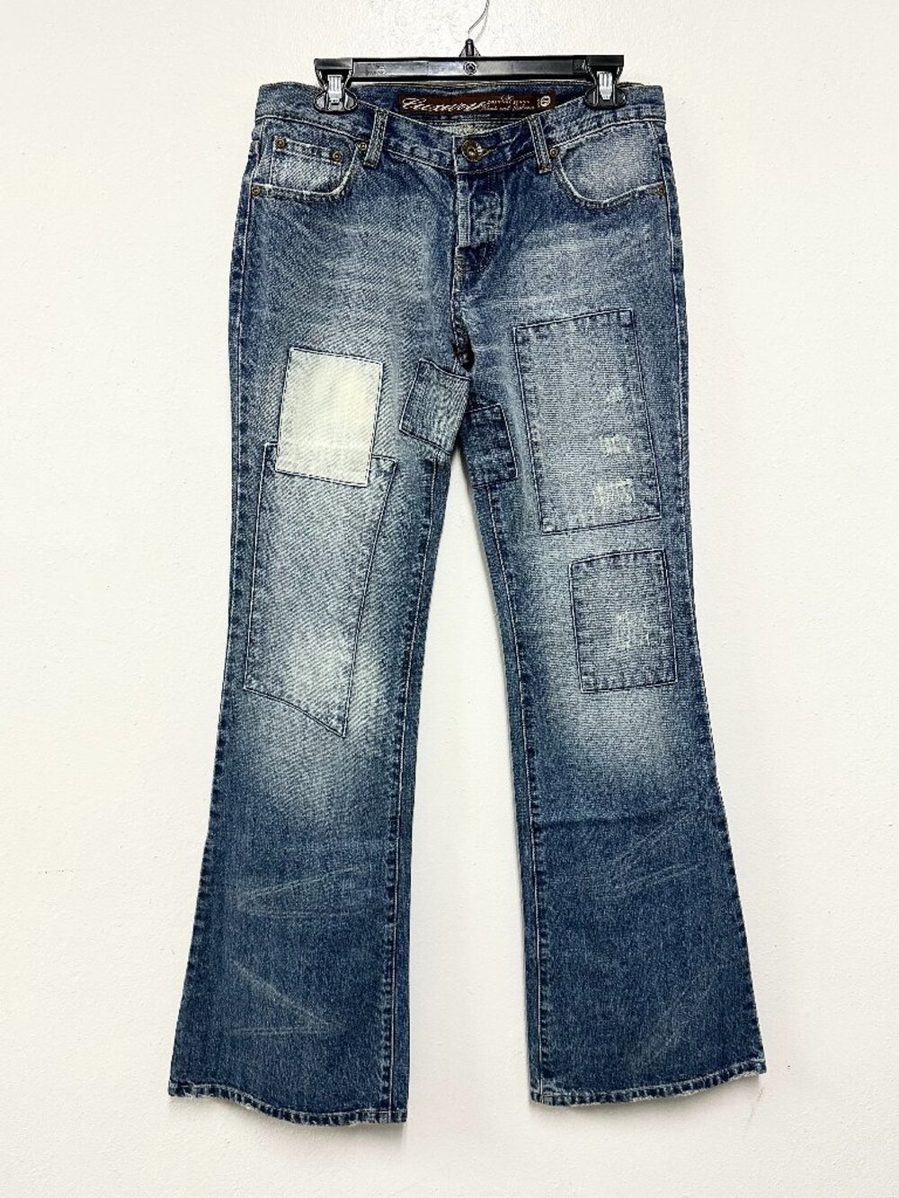 Y2K Vintage Deadstock New With Tags Low Rise Patchwork Flare Jeans Size 28